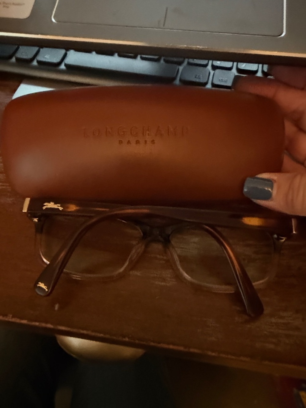 Longchamp Brown tortoise Gradient Rectangular Glasses with logo brown case - Picture 2 of 16